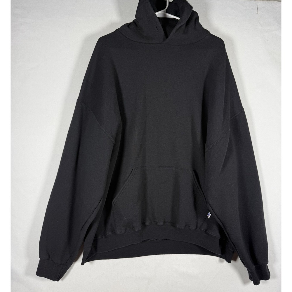 Vintage Y2K Russell Athletic Black Hoodie Sweatshirt XXL Blank 90s Dri-Power